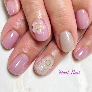 マグネット/ピンク/ぷっくりフラワーのネイルデザイン｜ネイルブック 