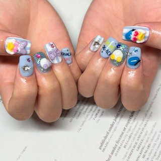 こんにちは☁️ nail room mignonです♡.。

当店ではシンプルからデザインまで幅広く施術させていただいております🌿

ご予約も承っておりますのでお問い合わせください✉️*°

※こちらのデザインは3Dパーツ持ち込みになります。


＿＿＿＿＿＿＿＿＿＿＿＿＿＿＿＿＿＿＿

■営業時間　

10:00 ~ 20:00 
(※最終受付はメニューにより異なります。)

■定休日

不定休


■アクセス
 
福岡県北九州市戸畑区旭町
(戸畑駅から徒歩5分) #オールシーズン #推し活 #ハンド #ボーダー #リボン #キラキラ #ショート #スクエア #ホワイト #水色 #パープル #ジェルネイル #お客様 #Uchio #ネイルブック