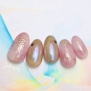 オーダー】ネイルチップ マーブル葡萄 ワンホン韓国 キラキラ