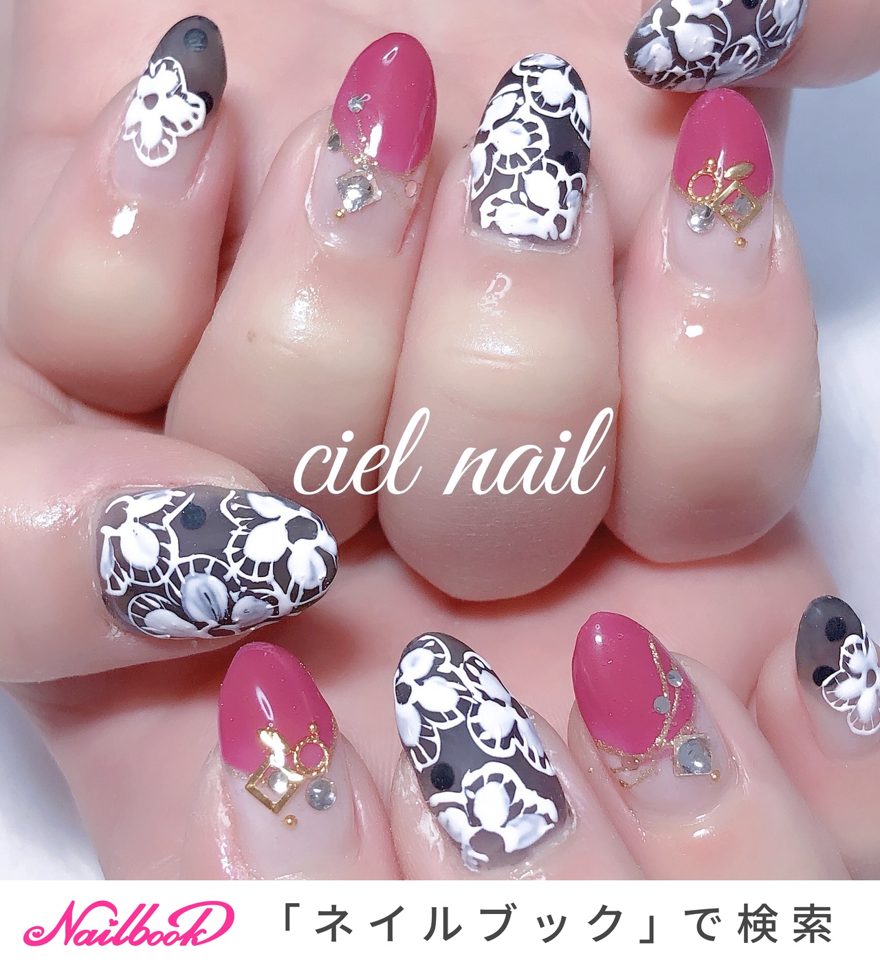 ネイルアート用具セット 黒とピンク 秋/ハンド/ジェルネイル/お客様 - jnovart1のネイルデザイン[No