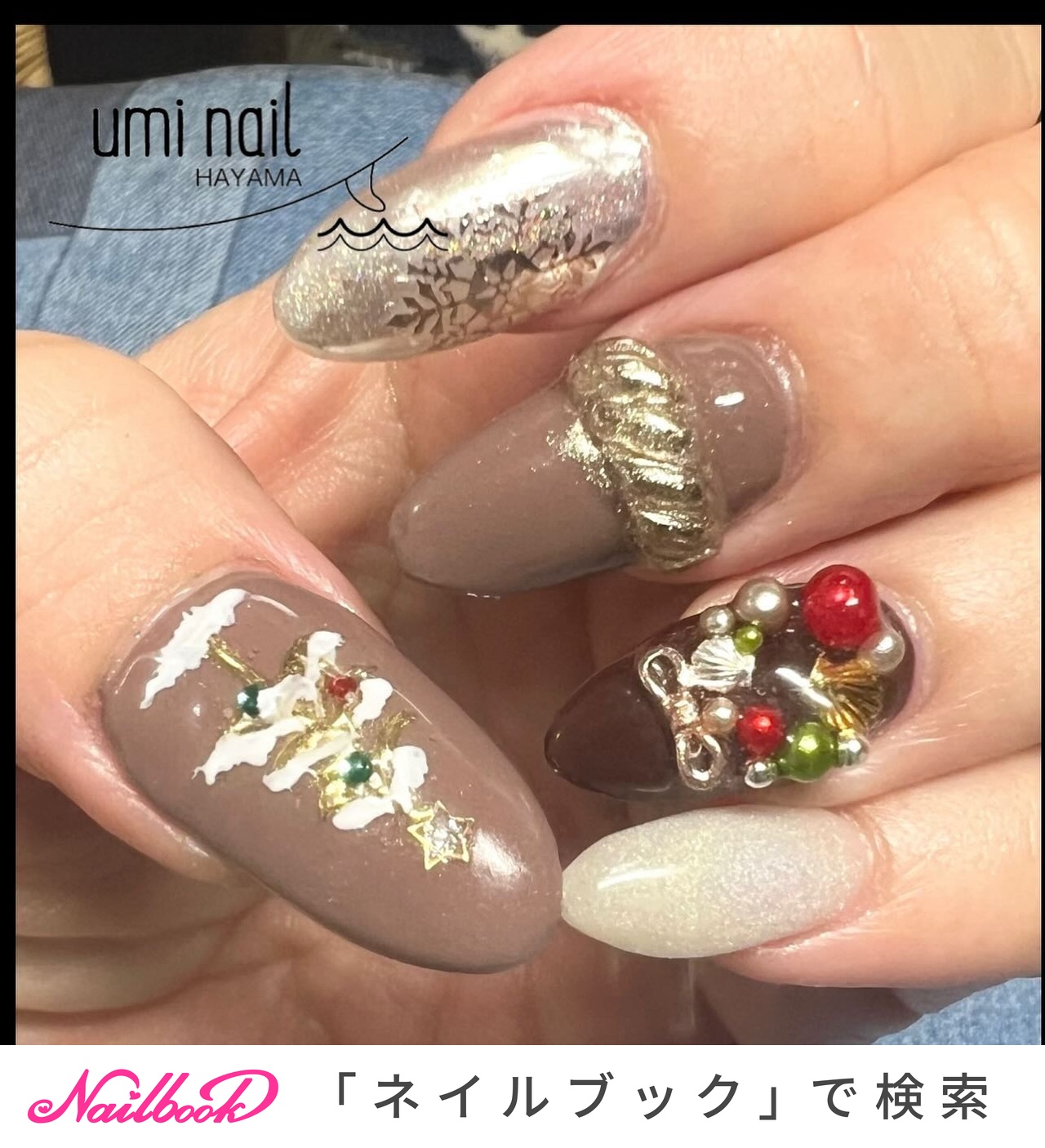 クリスマスリースのネイルデザイン｜ネイルブック