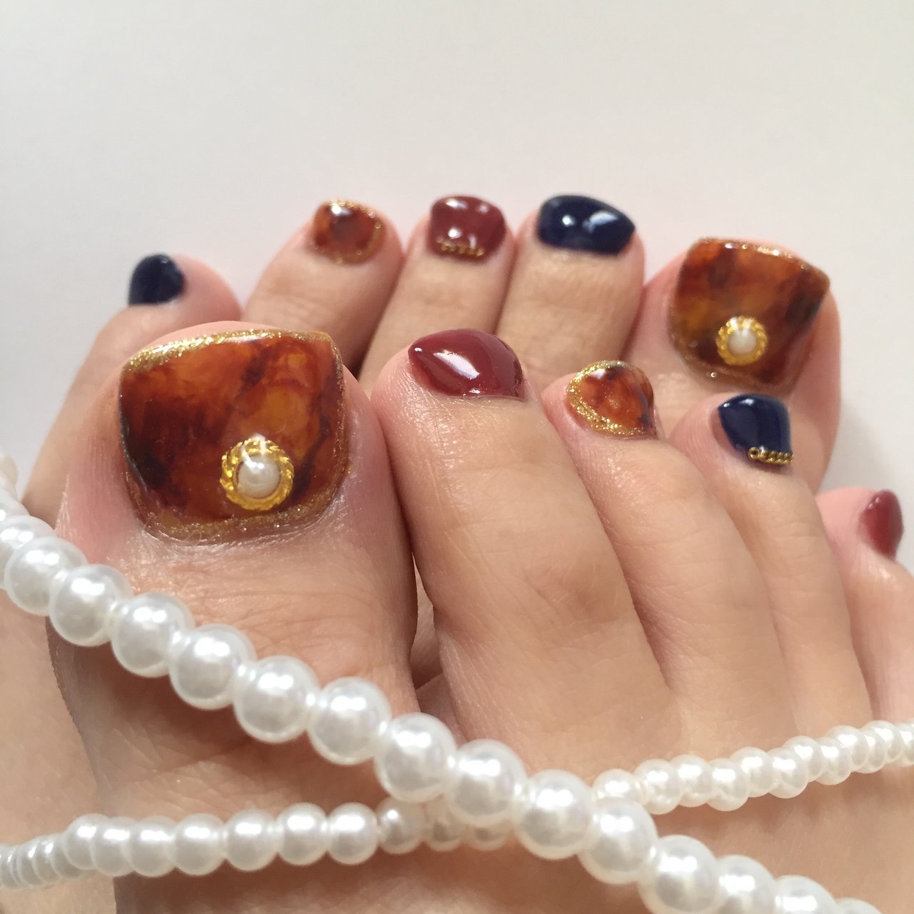 秋 冬 フット べっ甲 ミディアム あおいネイルのネイルデザイン No ネイルブック