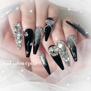 ネイルチップ 量産型 ワンホン 韓国 チーク 黒 ロングネイル #116 ネイルチップ 量産型 ワンホン 韓国 チーク 黒 ロングネイル