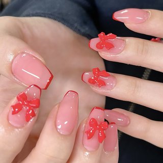#キルティング#ハート#ミラー#ネイビー#赤#ワンホンネイル#奥行きマグネット#夏ネイル#リボン #オールシーズン #成人式 #バレンタイン #七夕 #ハンド #フレンチ #ワンカラー #リボン #ミディアム #スクエア #ピンク #レッド #ジェルネイル #お客様 #Lily_OPELIA NAIL #ネイルブック