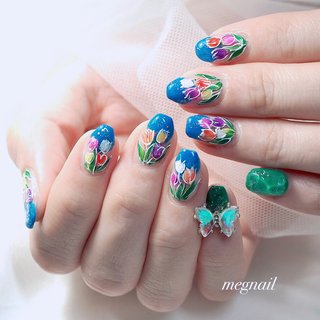 チューリップネイル🌷 
オランダのチューリップ畑をイメージして
アートしました🎨😊

ご来店ありがとうございました💐

#チューリップネイル#5月ネイル#フラワーネイル#手描きフラワーネイル#手描きフラワー
 #ブライダルネイル#横浜ブライダルネイル#横浜ネイル#横浜ネイルサロン#桜木町ネイル#桜木町ネイルサロン #大人女子#大人ネイル #綺麗目ネイル#大人シンプルネイル#キラキラネイル#上品ネイル#大人可愛いネイル#ネイルアート#ネイルデザイン#ラメネイル#ゴージャスネイル#おしゃれネイル#あいりネイルカタログ#nailbook_fan #春 #旅行 #デート #女子会 #ハンド #蝶々 #フラワー #絵画 #ミディアム #コフィン #グリーン #ブルー #カラフル #ジェルネイル #お客様 #megnail #ネイルブック