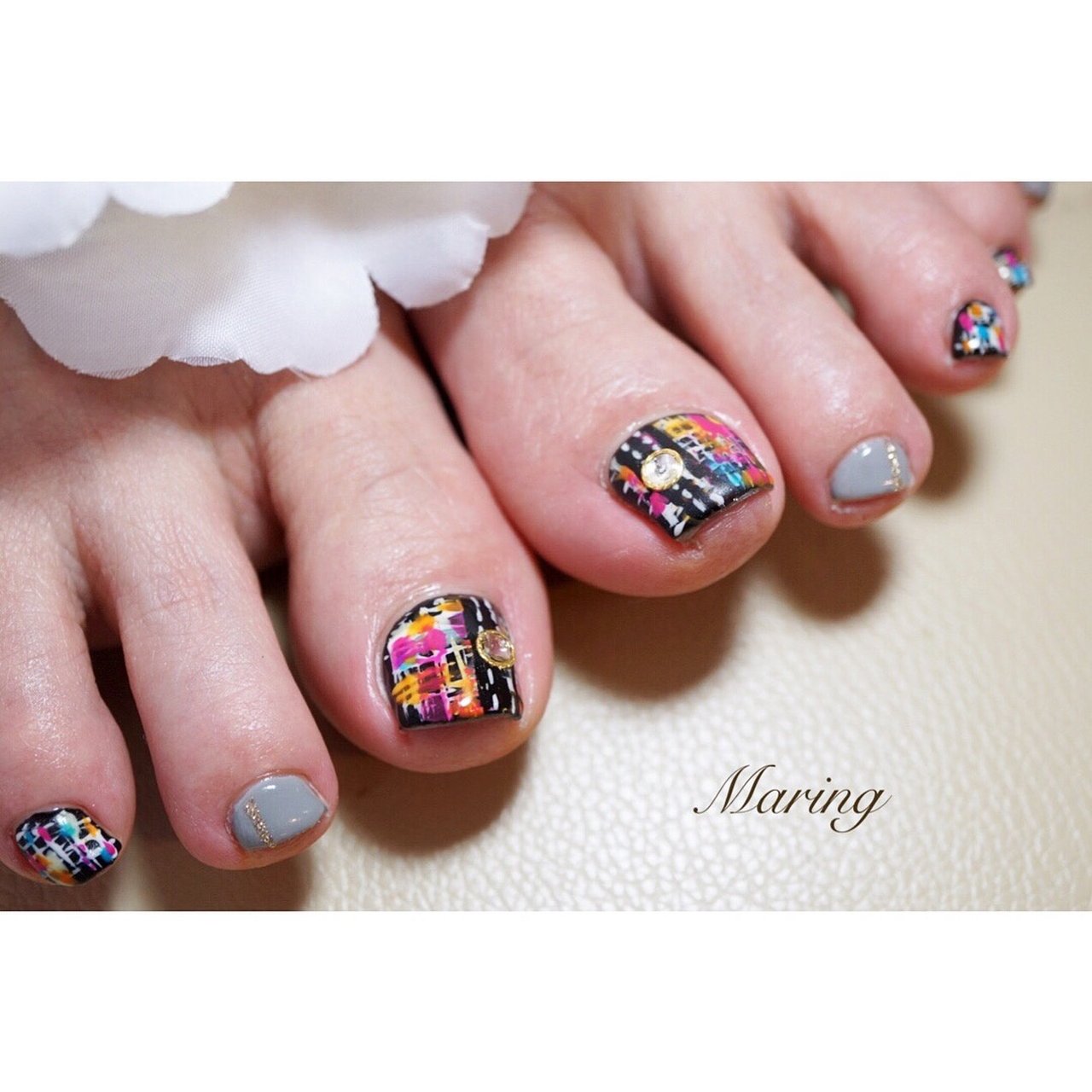 冬 フット ツイード カラフル ペディキュア Nailsalon Maring マリング のネイルデザイン No ネイルブック