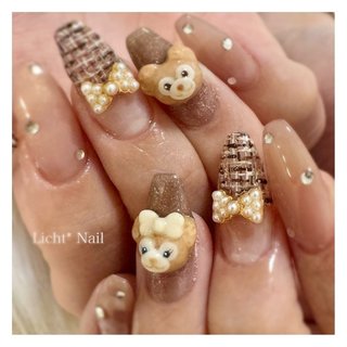 ダッフィ&シェリーメイ風ネイル♡ ダッフィー とシェリーメイ3Dネイルの通販 by MIRI NAIL｜ラクマ