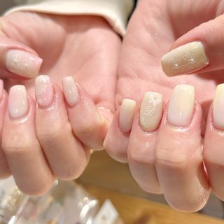 #春 #夏 #ハンド #ニュアンス #ミディアム #スクエア #ピンク #イエロー #Y nail!! 4753 #ネイルブック