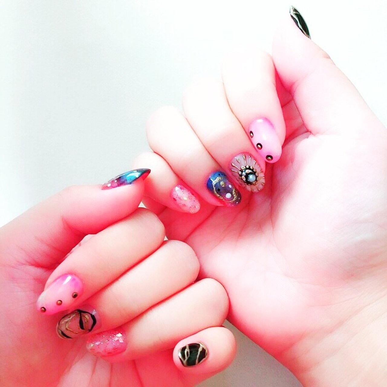 ハンド ショート クリア ピンク ブラック Aynのネイルデザイン No ネイルブック