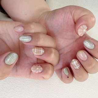  #オールシーズン #ハンド #ニュアンス #ミラー #ちゅるん #ミディアム #スクエア #ベージュ #ピンク #ジェルネイル #お客様 #Atelier BONO #ネイルブック