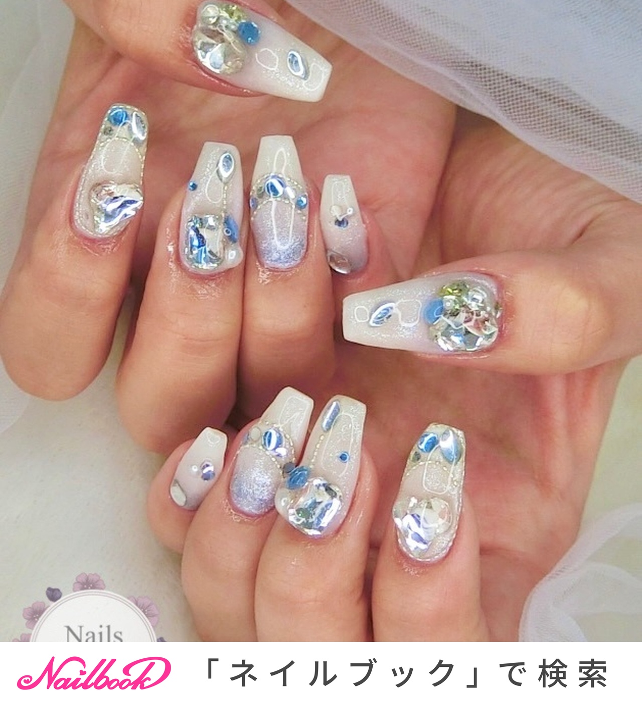 ネイルチップ 現品 オーダー　夏 キラキラ 大人かわいい ブライダル 透け感 ネイルチップ 現品 オーダー 夏 キラキラ 大人かわいい ブライダル