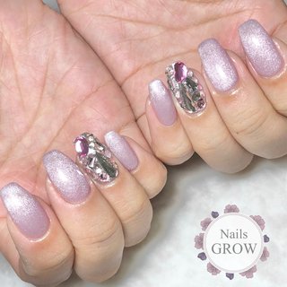 #梅雨ネイル #マグネットネイル #アジサイカラーネイル #パープルネイル #紫陽花カラーネイル #埋め尽くしネイル #6月ネイル #韓国ネイル #夏 #梅雨 #海 #デート #ハンド #ビジュー #マグネット #韓国 #ミディアム #スクエアオフ #パープル #シルバー #ジェルネイル #お客様 #ネイルズグロウ #ネイルブック