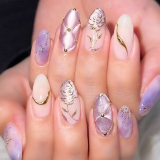 ネイルチップ オーダー キルティング 韓国 ミラー ニュアンス