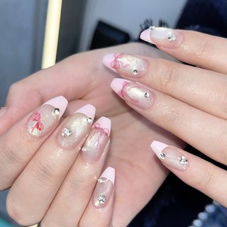 甘さ全開！ピンクバレエ 
#肌トーンアップカラーネイル #手が綺麗に見えるネイル #夏 #ハンド#オフィス#大人ネイル#肌馴染み#シンプル#ナチュラル#自然#スキンカラー#マグネットネイル#シアーマグネット#初夏
#nailbook_fan #夏 #ブライダル #デート #女子会 #ハンド #フレンチ #マグネット #リボン #ロング #スクエア #ピンク #シルバー #パステル #ジェルネイル #お客様 #Lily_OPELIA NAIL #ネイルブック