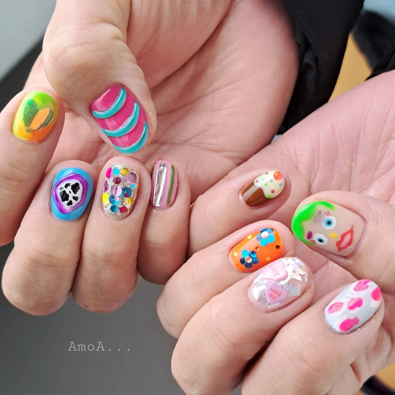 ネイルチップニュアンスカフェラテくまちゃん962専用 くまおとくまこ