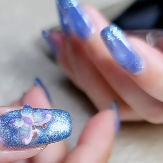 ブルー 蝶デザイン ネイルチップセット 蝶×ブルーネイル その他ファッション雑貨 Riarino_nail 通販