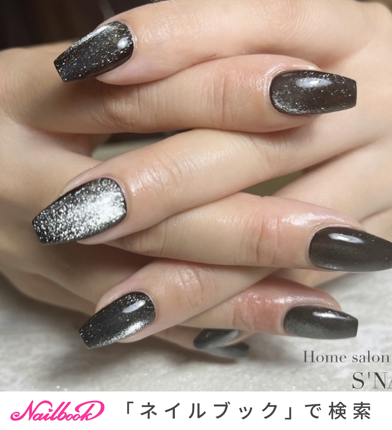 ハンド/マグネット/ミディアム/コフィン/ブラック - Home salon S'NAIL