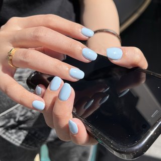 夏っぽいパステルネイル #パステルネイル #初夏#夏#ハンド#水色#ワンカラー#ショートネイル#シンプル#青 #夏 #海 #リゾート #浴衣 #ハンド #ワンカラー #ショート #スクエア #水色 #ジェルネイル #お客様 #Lily_OPELIA NAIL #ネイルブック