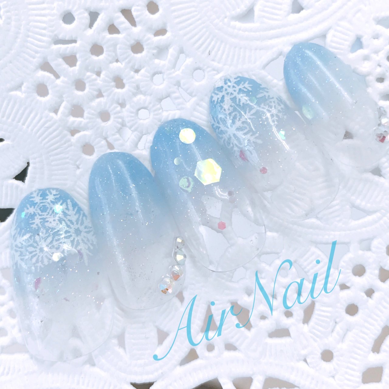 冬 クリスマス ブライダル ハンド グラデーション Airnail エアーネイル のネイルデザイン No ネイルブック