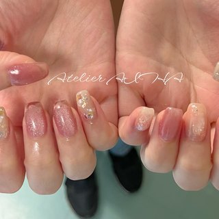  #夏 #ハンド #ニュアンス #ミディアム #スクエア #atelier_aiha #ネイルブック