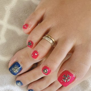 ネイルチップオーダー フットネイルチップ クロム ミラーネイル