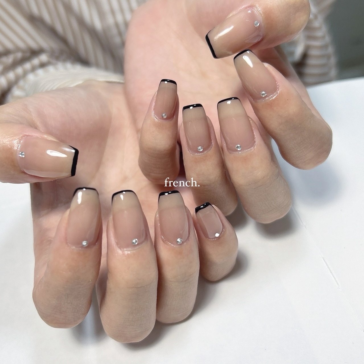 オールシーズン/シンプル/フレンチ/ベージュ/ブラック - Crm.nailの 