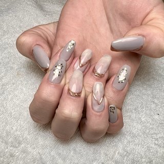 ビジュー/キラキラ/ベージュ/ブラック/ゴールド - Crm.nailの