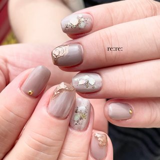 #ニュアンス#ベージュ#ジェルネイル #ハンド ＃アート #オールシーズン #ハンド #ニュアンス #ショート #スクエア #ベージュ #ジェルネイル #お客様 #rere_madoka #ネイルブック