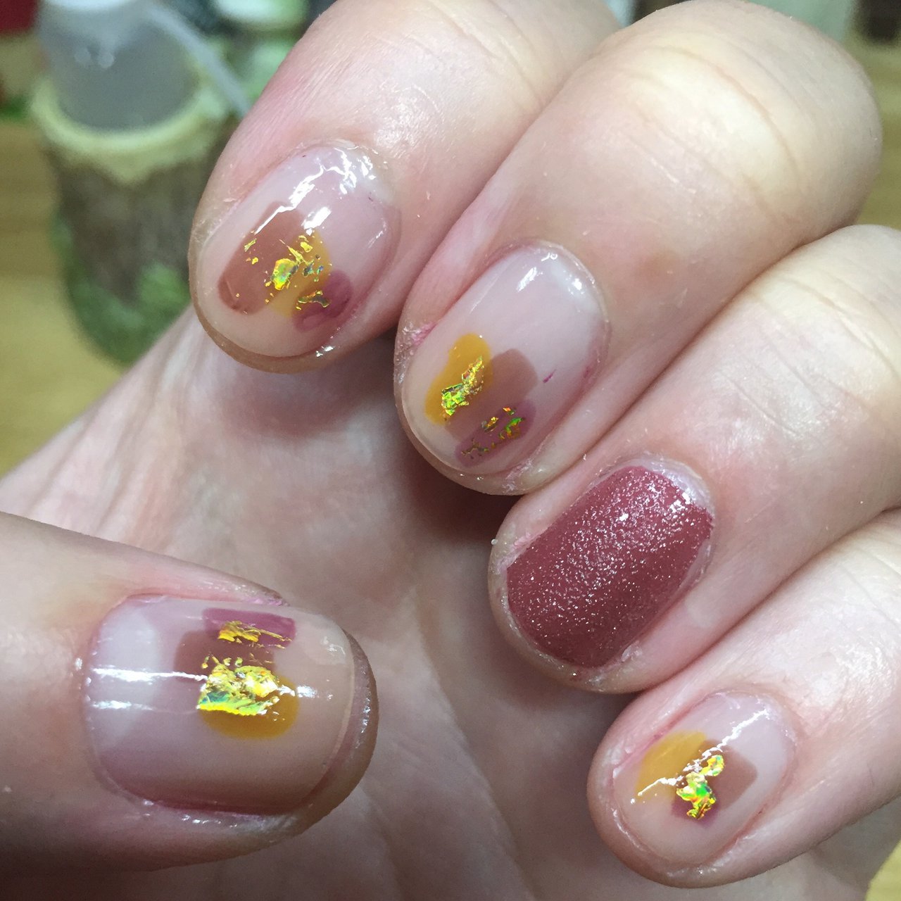 秋 ハンド シュガー ニュアンス ショート Aosoraのネイルデザイン No ネイルブック