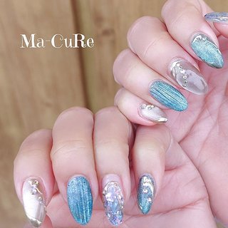 #バカラネイル#マグネットネイルシェルネイル#初夏ネイルブルーネイル#梅雨ネイル#キラキラキラネイルジェルネイル三木市ネイルサロン #夏 #梅雨 #パーティー #女子会 #ハンド #シェル #ニュアンス #マグネット #キラキラ #水色 #ブルー #𝑴𝒂-𝑪𝒖𝑹𝒆（ﾏｰｷｭｱ） #ネイルブック