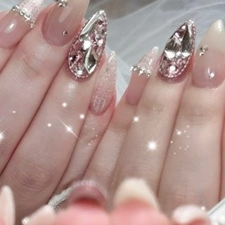 ネイルチップ オーダー白グラ 埋め尽くし ワンホンネイル ベイビー