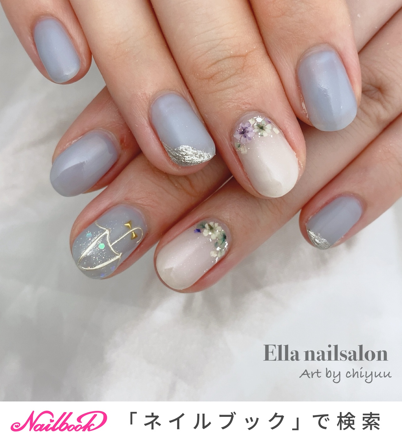 押し花/ホワイトのネイルデザイン｜ネイルブック