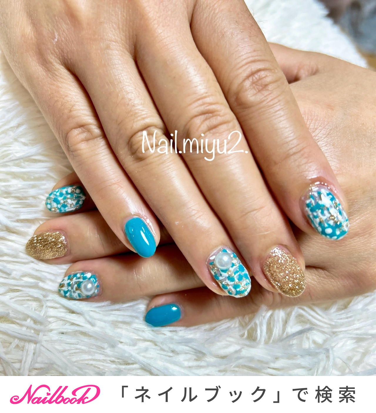 ネイルチップ 量産型 ツイード推しネイル ネイビー #95 人気順｜#推し
