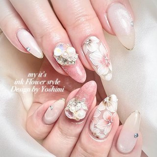 ネイルチップ フレンチ ビジュー フラワー キラキラ ネイルチップ フレンチ ビジュー フラワー キラキラ