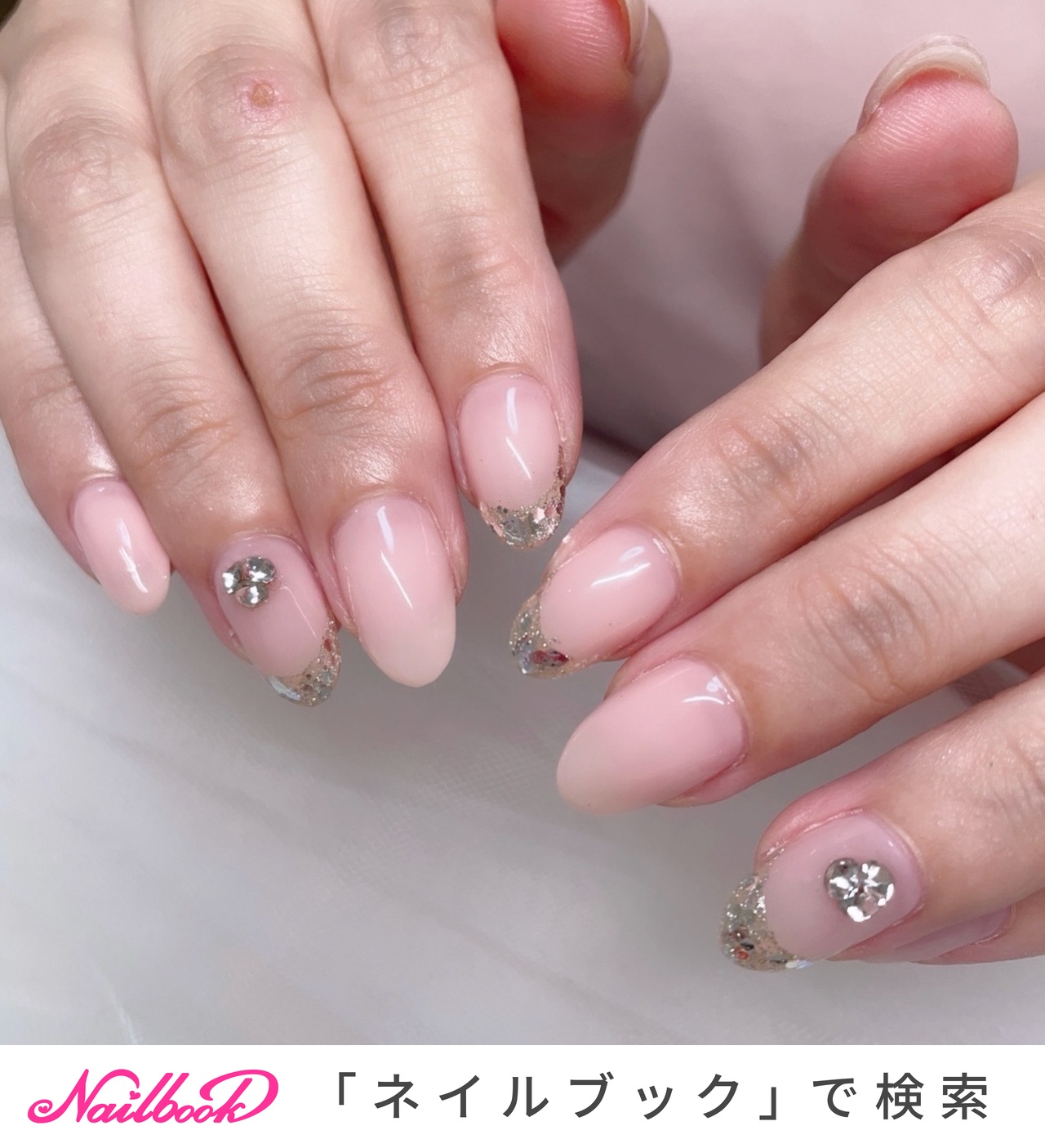 3550 ワンホン量産型ちゅるん オーダーネイル ガラスフレンチ