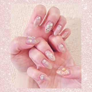 マグネットネイル リボン オーロラ キルティング ネイルチップオーダー ネイルチップオーダー♡リボンオーロラマグネットネイルキルティング