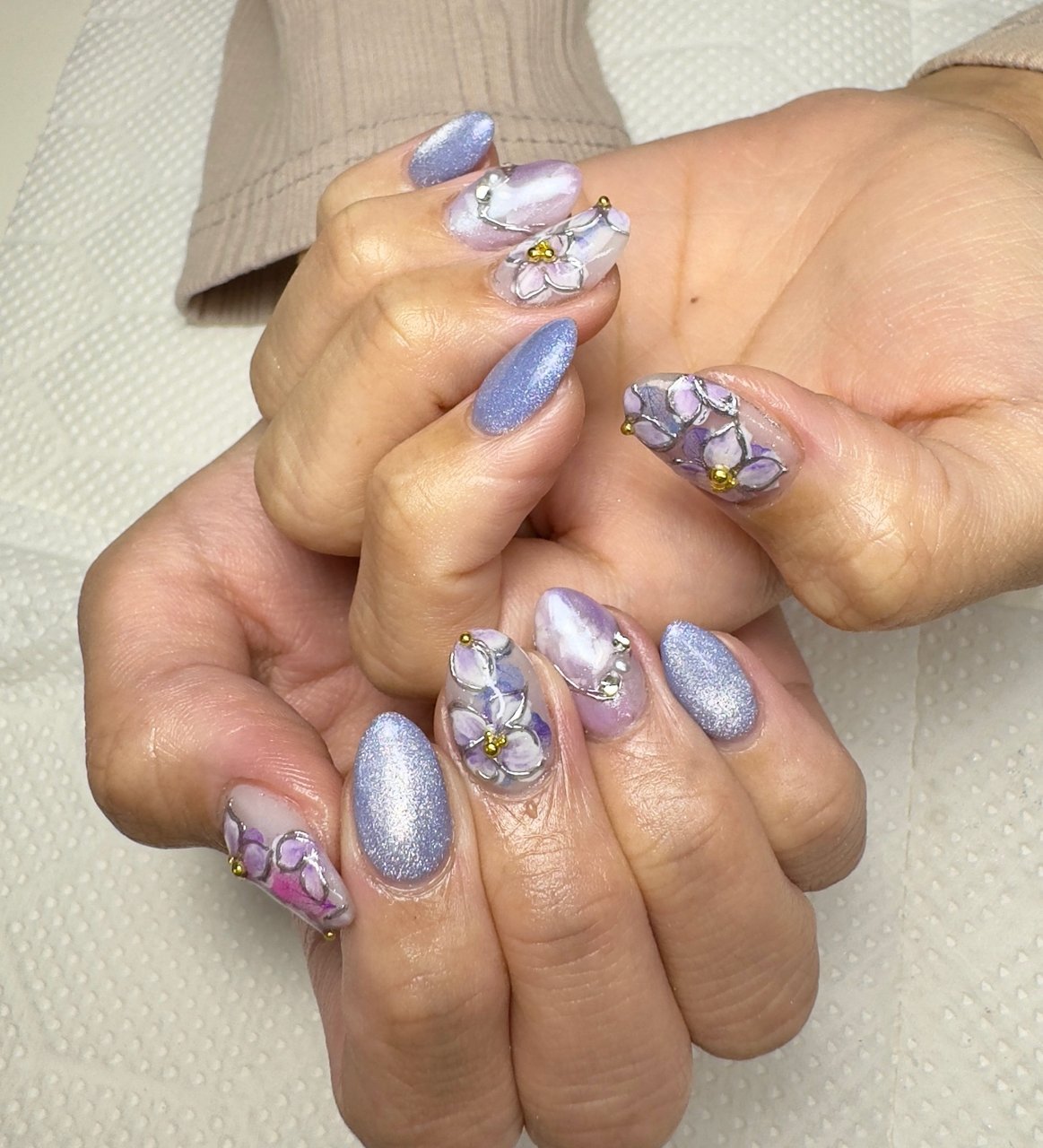 梅雨/ハンド/ラメ/マグネット/ミディアム - nail_leam3のネイル