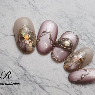 オーダー】ネイルチップミラーフレンチマグネットキラキラ