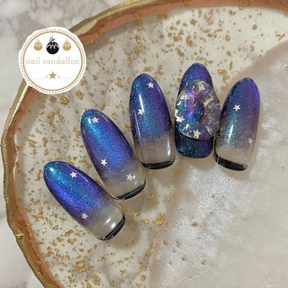 グラデーション/星/パープルのネイルデザイン｜ネイルブック