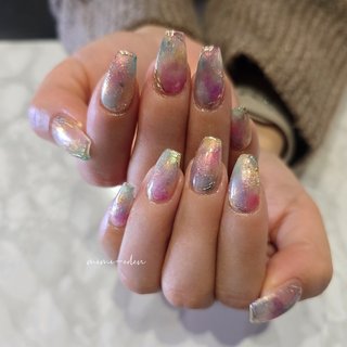 #オーロラネイル#梅雨ネイル#大人可愛いネイル#お洒落ネイル#カラフルネイル#タイダイネイル#浜松市#浜松市東区#浜松市中央区 #夏 #梅雨 #デート #女子会 #ハンド #タイダイ #オーロラ #ミディアム #スクエア #ブルー #パープル #カラフル #ジェルネイル #nail_mimieden #ネイルブック