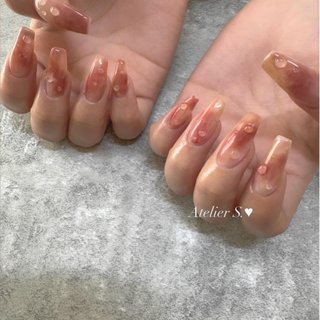 【サイズオーダー】 ネイルチップ 桃ネイル ニュアンス 韓国 NO.1 ネイルチップ＊リニューアル ニュアンスネイル成人式