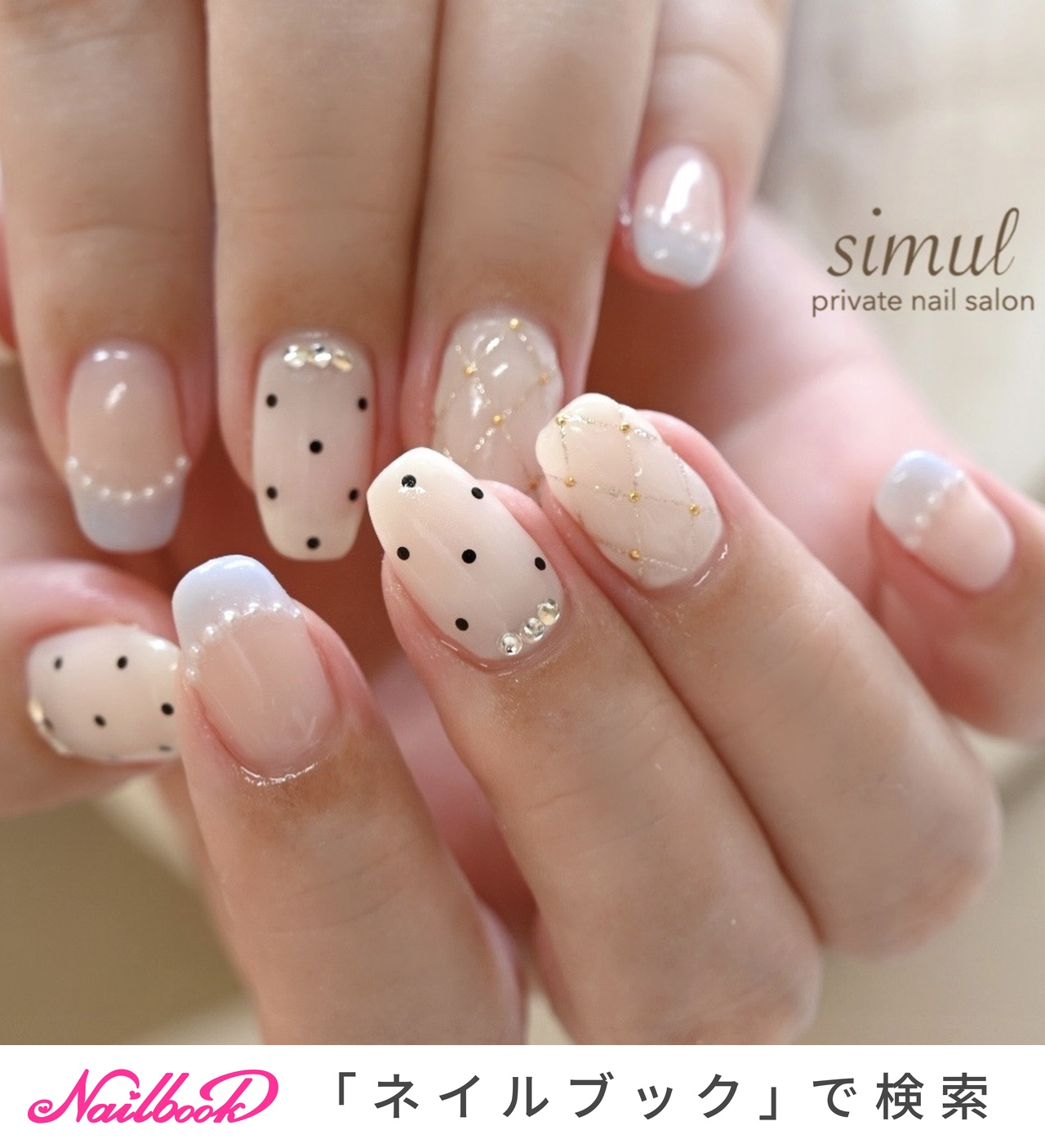 ♡ドットネイルとキルティングネイル♡ ネイルチップ　ハンドメイド ドット/キルティングのネイルデザイン｜ネイルブック