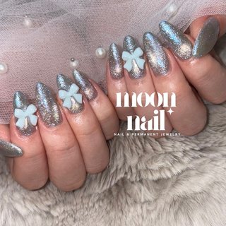 74))ミラーネイル ワンホン フレンチガーリー 埋めつくし シルバー 付け爪 74))ミラーネイル ワンホン フレンチガーリー 埋めつくし シルバー