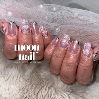 ハート/ガラスフレンチのネイルデザイン｜ネイルブック