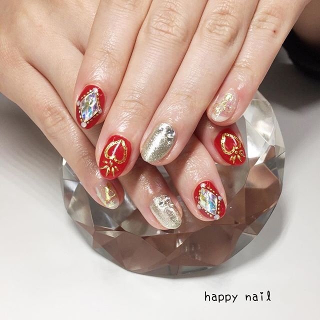 レッド ゴールド Happy Nailのネイルデザイン No ネイルブック