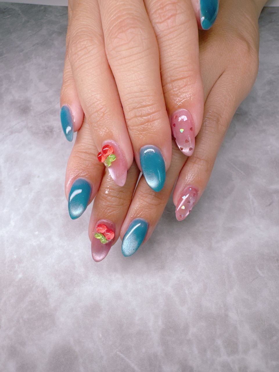 ハンド/ピンク/水色/ブルー - olim nailspaceのネイルデザイン[No