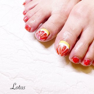 ネイルチップオーダー フルーツネイル ピンクグレープフルーツ 個性派 夏ネイル ネイルチップオーダー フルーツネイル ピンクグレープフルーツ