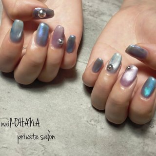 おすすめ順｜ブルー(青)/#ミラーパウダーのネイルデザイン