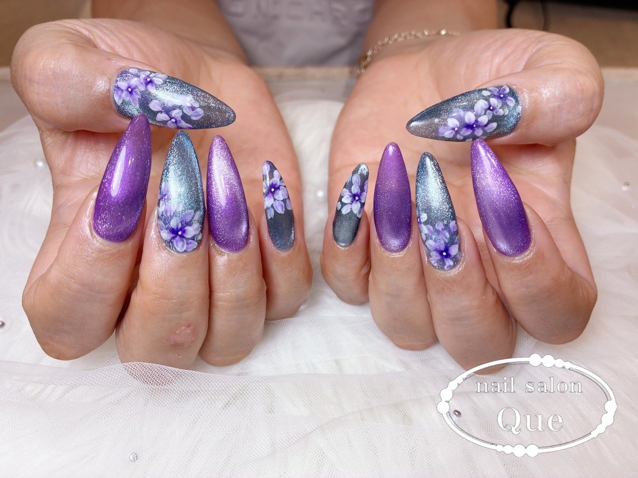 梅雨/浴衣/マグネット/ブルー/パープル - nailsalonqueのネイル