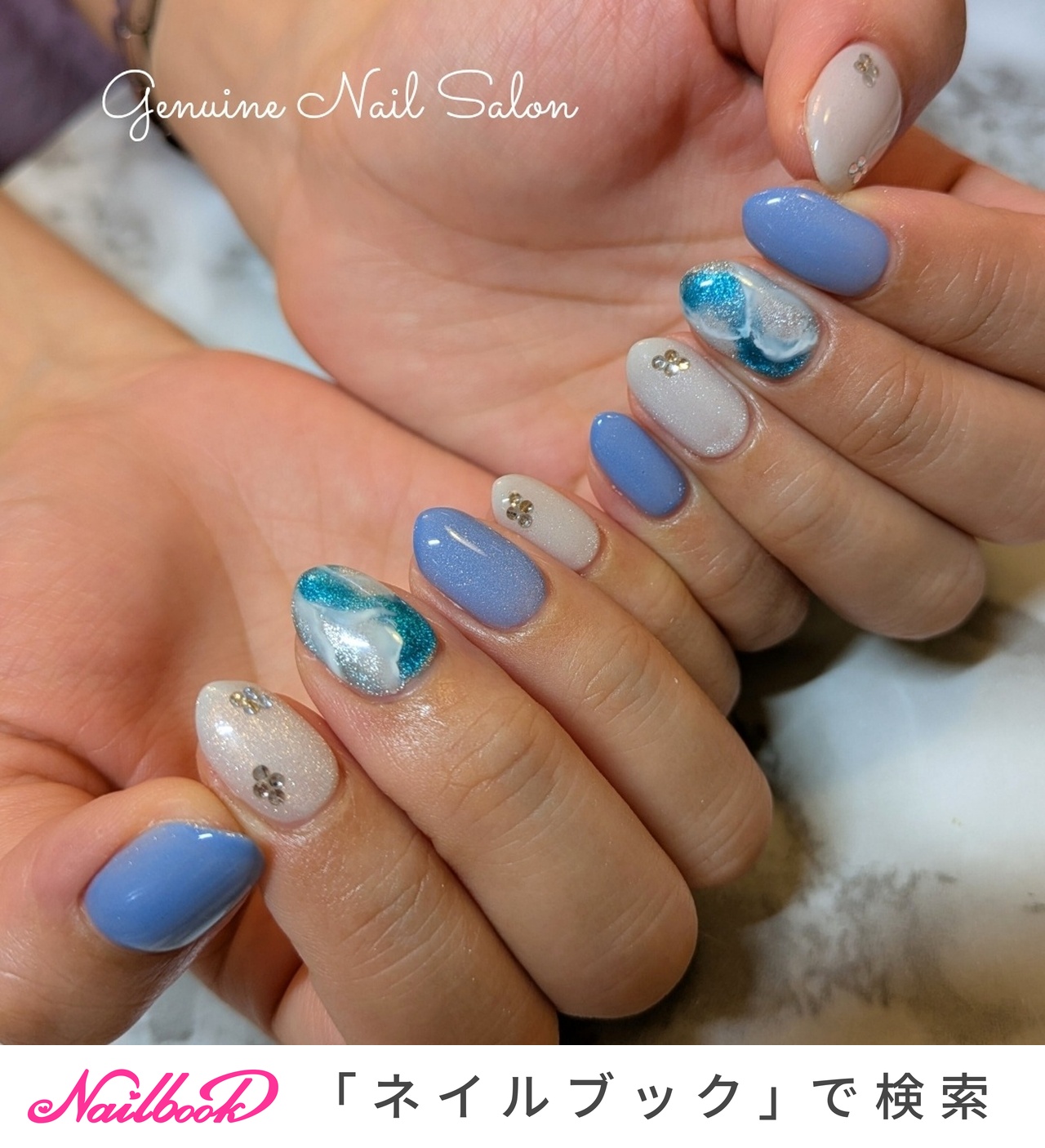 夏/ハンド/マグネット/ミディアム/オーバル - Genuine Nail Salonの